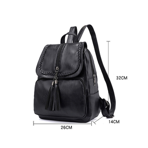 Mochila de Cuero Negra con Borla y Logotipo Personalizado, Bolsos Escolares de Moda para Mujer, Venta al Por Mayor - Product Image 2
