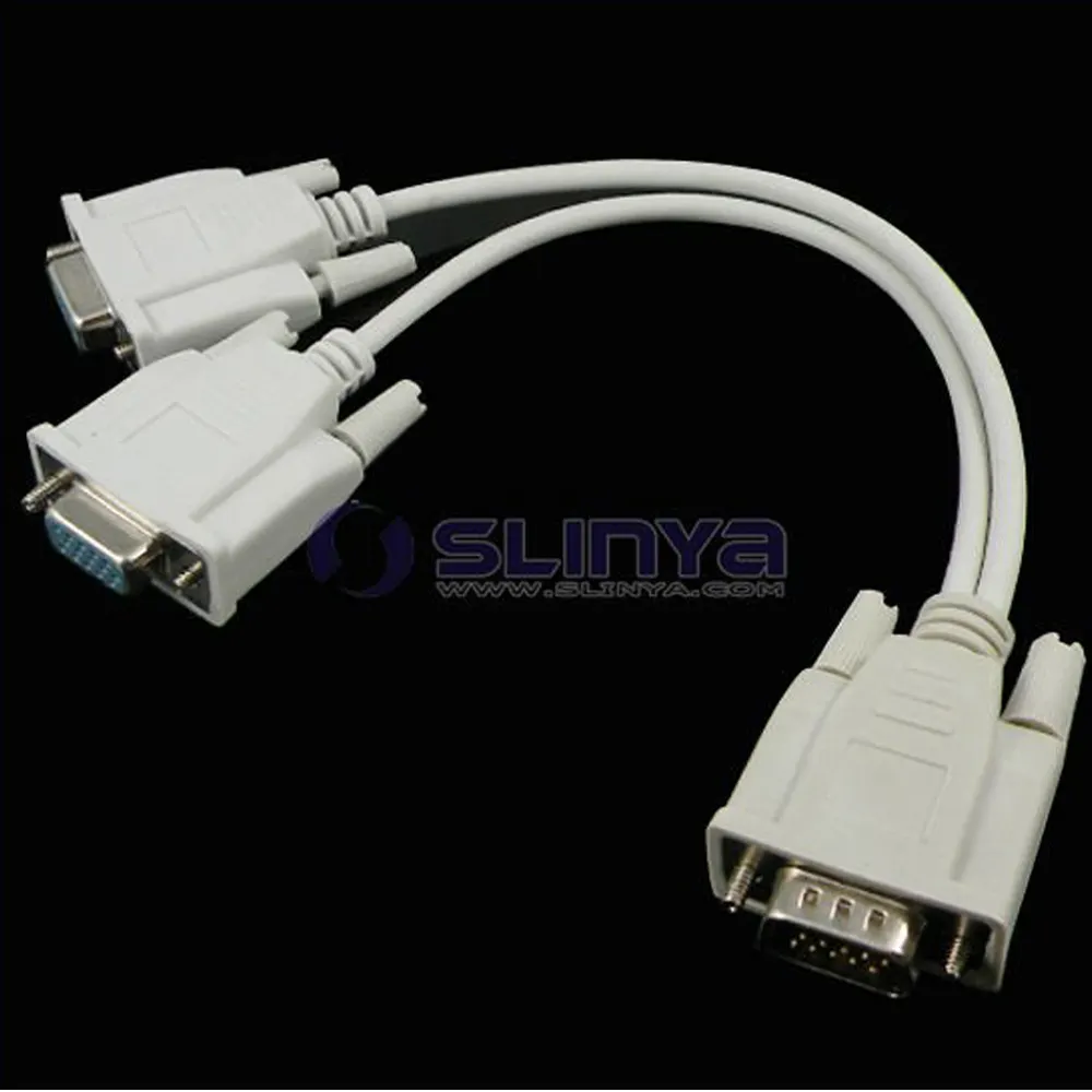 1 PC to 2 VGA SVGA Monitor Y Splitter Cable Lead Wire
