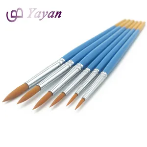 Artis Taklon Serat Kuas Cat Pensil Ujung Bulat Acrylic Brush Set/6 Pcs