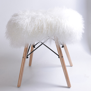 Wholesale Customized Removable Small Wood <strong>Stool</strong> Tibet Sheep <strong>Fur</strong> Sofa Round Ottoman <strong>Stool</strong> - Product Image 3