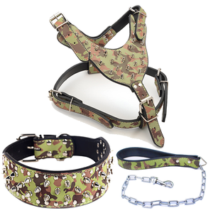Alta calidad Real con punta de cuero Collar de perro y Correa, arnés Set de cuero perro Collar de entrenamiento - Product Image 4