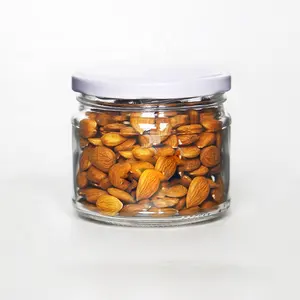 Hot Filling Suitable 48 Short Wide 300ml Round Salsa Jar And White Gold Black Silver Metal Lids For Jam Honey Ghee