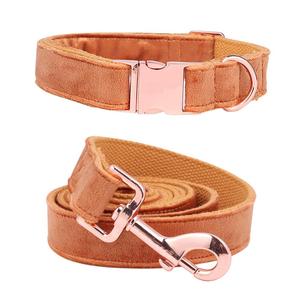 <span class=keywords><strong>Collar</strong></span> de terciopelo suave y cómodo para perro, collares ajustables para mascotas con hebilla de metal de oro rosa y correa a juego - Product Image 5