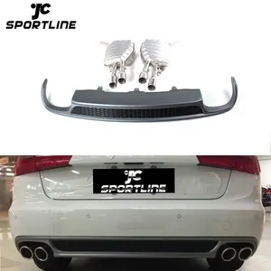 2013 Facelift A6 Bumper Lip,A6 S6 Style Diffuser With Exhaust For Audi A6 Standard Bumper