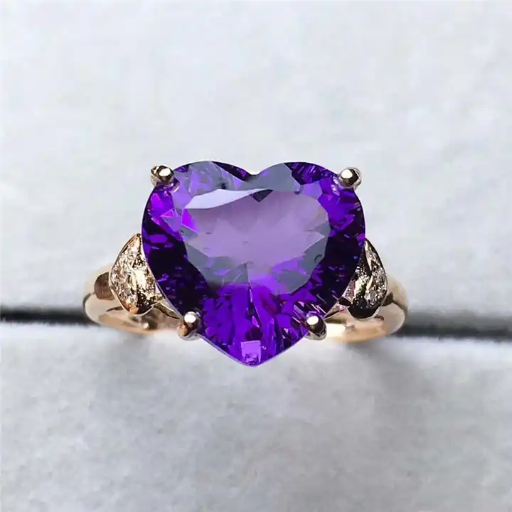 Asscher cut natural purple Amethyst engagement ring set solid 14k rose –  Ohjewel