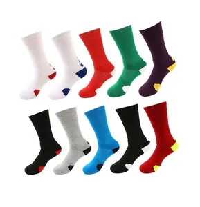 10 cores logotipo personalizado algodão orgânico malha tripulação homens elite basquete meias com arco apoio