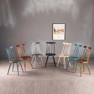 Vintage Café Boutique Grand Ou Petit Chaise Bleu Barre De Fer En Métal Charis Look Industriel Salle À Manger Chaises - Product Image 4
