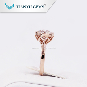 14 K/18 k blanco oro/amarillo 1 quilates siempre uno DEF vvs diamante sintético anillo de compromiso precio de anillo - Product Image 4