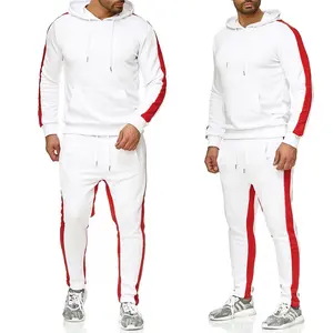 डिजाइन अपने खुद के Tracksuit 2019 कस्टम कपड़े दो टुकड़ा सेट के साथ Mens सज्जित काले Tracksuit पक्ष धारी