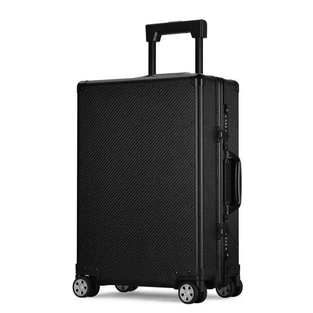Fingerprint TSA Lock Solor Charge USB Port 20 inch Entirely Aluminum Trolley Aluminum Smart Luggage Suitcase