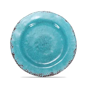 New design blue plastic rustic melamine color plate