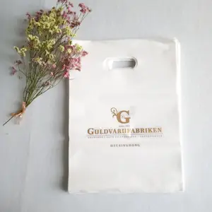 new design recyclable die cut handle pe plastic bags for shopping with logo