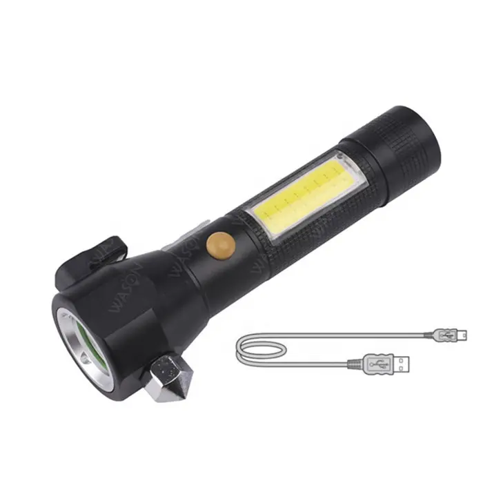 Flashlight Flashlight Led Flashlight Auto And Vehicle Supplies Rescue Led Torch Survival Gear Multifunctional Tool USB Rechargeable Led Flashlight With Red Light COB