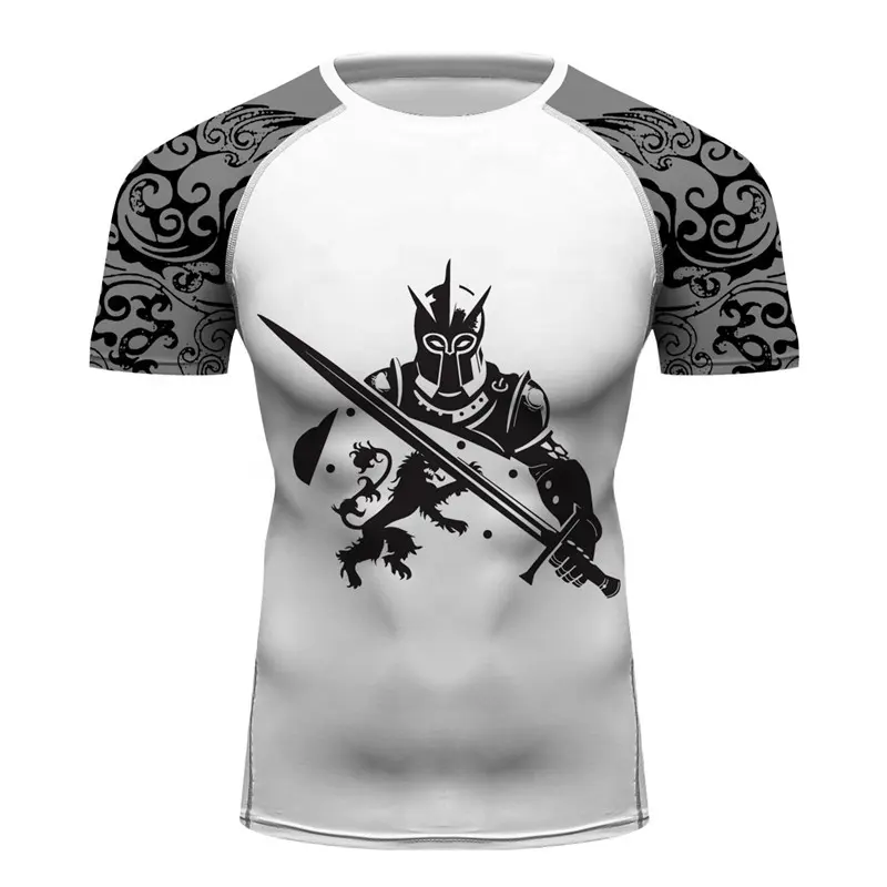 Del ragazzo Degli Uomini di Stampa Rash Guards Cavaliere Leone Maglietta Da Corsa MMA BJJ Tee Top Lannister Thrones Vestiti