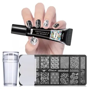 Mobray Set Gel Stamping 12 Warna 8Ml, Lebih Banyak Warna Rendam Seni Anyam Kuku Poles Gel UV