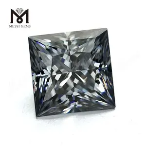 Loose Man Made diamonds Square Princess Grey Moissanite Stone