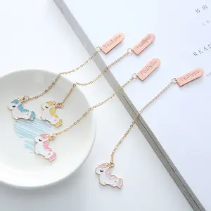 Bán Buôn Sản Xuất Kim Loại Thủ Công Mỹ Nghệ Chất Lượng Cao Bookmark Dễ Thương Tùy Chỉnh Unicorn Động Vật Kim Loại Mềm Men Bookmark Với Chuỗi - Product Image 1