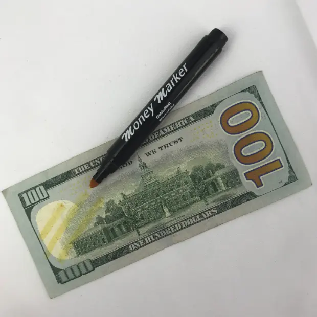 बिल मुद्रा नकली कागज पैसे डिटेक्टर कलम बिल डिटेक्टर मार्कर के साथ नकली नोट मुद्रा के लिए हमें डॉलर