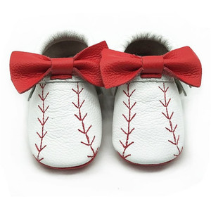 Nuove Scarpine da Baseball in Vera Pelle <span class=keywords><strong>con</strong></span> Fiocco, Suola Morbida per Neonati e Bambini - Product Image 2