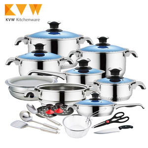 Set de Cuisine De haute Qualité Pot avec Bleu Couvercle En Verre En Acier Inoxydable - Product Image 5