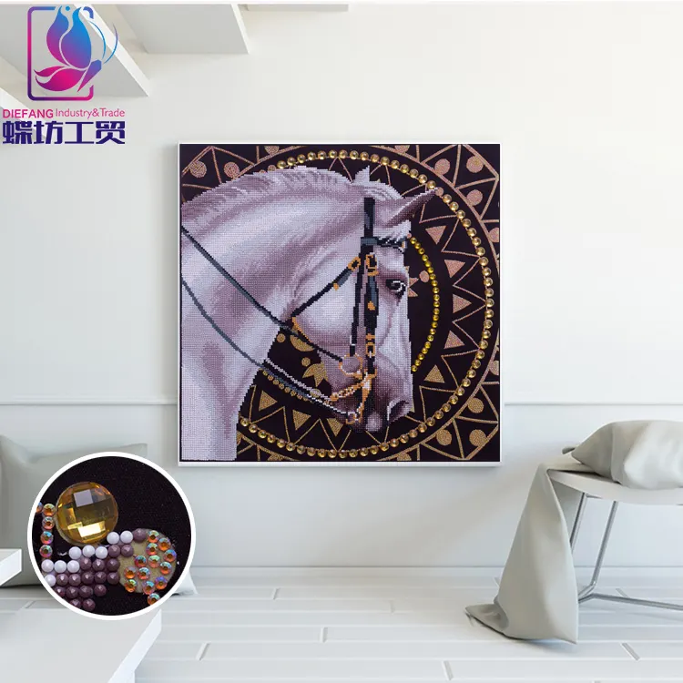 Living Room Bedroom Decoration 60*60cm Special Shaped Diy Horse Diamond Painting On Canvas