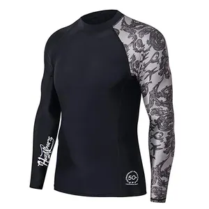 Protezione solare UV da uomo UPF 50 + pelli sublimazione maniche lunghe bjj rashguard