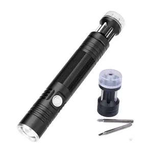 Wason Multifunction Rechargeable Aluminum Alloy Tool Led Torch Light With Screw Driver Set