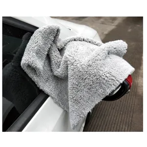 Gri Mavi Yumuşak Temizlik Bezi Peluş 16x16 500gsm Edgeless Mikrofiber Havlu Araba Yıkama Otomatik Detaylandırma Parlatma Kurutma yıkama