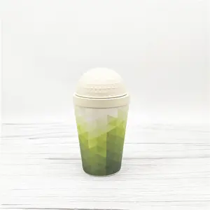 12 14 oz 400ml 2 layers in 1 reusable portable bamboo fiber yogurt cereal to go cup with lid and spoon for breakfast snack