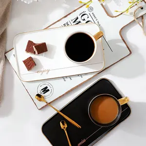 סיטונאי מוצרי בית ארוחת בוקר זוג קרמיקה חרס קפה כוס צלוחית עם זהב intersperse