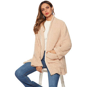 Logotipo personalizado de moda cálido gruesa de terciopelo de manga larga de invierno de las señoras abrigo largo - Product Image 1