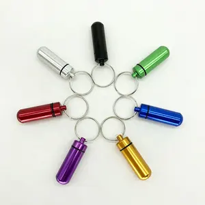 Promotional Custom Laser Logo Pill Case Metal Pill Box Seven Colors Rre Optional Aluminum Pill Box Key Ring