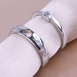 Personnalisé 925 bijoux de mode en argent sterling réglable pour toujours amour bague de mariage couples anneaux pour amoureux - Product Image 2