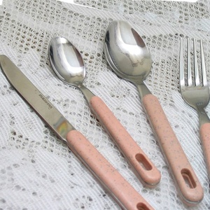 Dao Kéo Có Tay Cầm Bằng Nhựa Sang Trọng Thìa Thép Không Gỉ Nhiều Màu Bộ Dao Dẹt Dao Bộ Đồ Ăn Du Lịch Bằng Thép Không Gỉ - Product Image 3