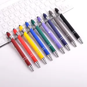 JUPITER Soft Incline Logo Engrave Admiral Paragon Alpha Soft Rubber Coated Metal Ball Point Pen With Stylus