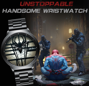 Reloj Biden 0063-2 para Hombre, Cuarzo, Diseño Creativo con Tema <span class=keywords><strong>de</strong></span> <span class=keywords><strong>Spiderman</strong></span>, Marca <span class=keywords><strong>de</strong></span> Lujo, Acero Inoxidable, Resistente al Agua - Product Image 3