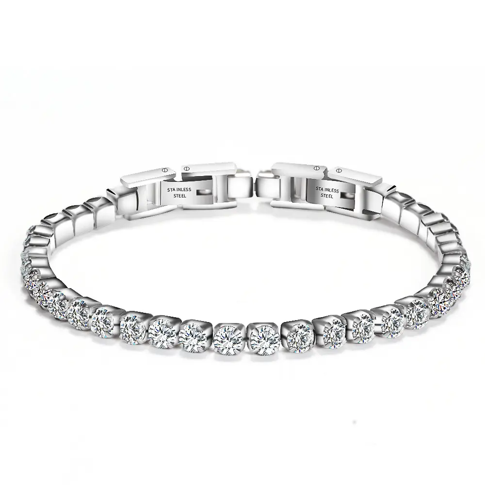 Fashion stainless steel cubic zirconia tennis bracelet for women