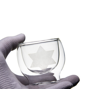 Alta calidad <span class=keywords><strong>doble</strong></span> pequeña capacidad taza de cristal barato Hexagonal patrón taza de café - Product Image 4