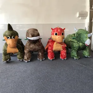 Nuevo diseño de dinosaurio animal scooter motorizado de peluche de felpa animales de peluche suave eléctrico paseo en juguetes para Centro Comercial