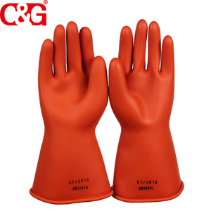 Class <span class=keywords><strong>0</strong></span> Linemen electric safety Long Sleeve insulating Latex rubber gloves - Product Image 2