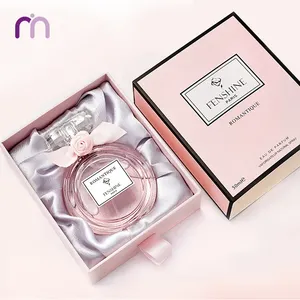 Kotak Laci Slide Out Kertas Kustom Kotak Kemasan Parfum Merah Muda dengan Sutra