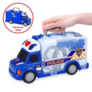 Set mainan truk polisi portabel anak-anak, 7-Piece-termasuk lampu LED, suara, Sirene, borgol, peluit, dan Walkie talkie