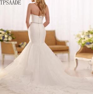 Semplice elegante tessuto di raso <span class=keywords><strong>Tulle</strong></span> volant <span class=keywords><strong>abiti</strong></span> da sposa con perline di cristallo innamorate cintura di sirena <span class=keywords><strong>abiti</strong></span> da sposa 2025 - Product Image 2