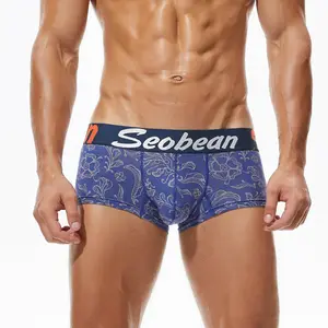 Groothandel Sexy Plus Size Bloemenprint Lage Taille Spandex Ademend Grote Zakje Naadloze Homo Mannen Ondergoed Boxer Briefs