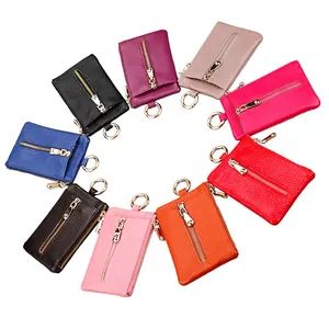 2024 new fashion genuine leather key holder bag for male car key wallets with zipper pouch for men