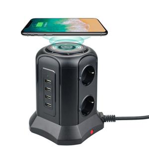 สถานีชาร์จไฟ2500W 10A 6เต้าเสียบปลั๊ก4พอร์ต USB,ปลั๊กไฟแบบไร้สายพร้อมตัวป้องกันไฟกระชาก - Product Image 3
