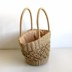 Yaz Vintage Straw plaj çantası oymak el yapımı dokuma Tote Market örgülü çanta