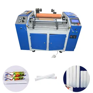 Hot Foil Rewinding Machines Semi Auto Food Cling Wrap Film Rewinder Machine