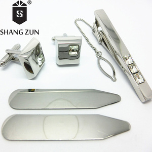 Collar de plata Refuerzos Tie Clip Gemelos de Alta Calidad Tie Pin CuffLinks Conjunto Collar <span class=keywords><strong>Estancias</strong></span> Hombres Joyería Regalos - Product Image 1