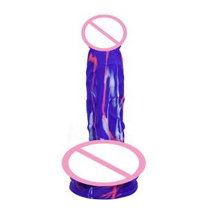 Nuevo estilo colorido líquido médico silicona consolador con succión Real Man Cock Life Like Realistic Penis Girl Jugar Dildo - Product Image 3